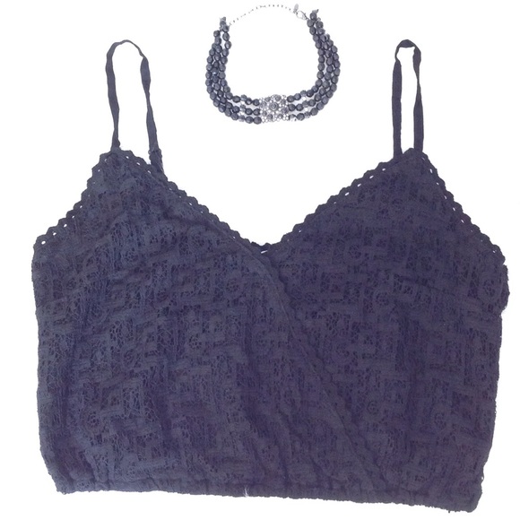 SiS. SiS Lace Wrap Crop Top Black Size L - Picture 5 of 5